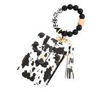 Porte-carte de bracelet bohème, portefeuille de cartes en cuir PU, design à la mode avec et idéal avec cordon de perles pour le stockage de la carte d'identité, de crédit et