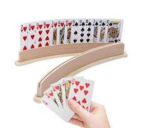 Porte-carte de jeu en bois - support de jeu mains libres, organisateur de poker incurvé | Ensemble de rack de plateau 2PCS, affichage de carte de table pour canasta, pinochle, nuits de pont, seniors,
