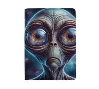 Porte-carte de passeport en cuir pour femme, Galaxy Alien Big Eyes
