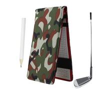 Porte-carte de score de golf avec crayon - Tissu Oxford noir, livre de parcours de club, gadget de golf portable, 3 cartes de score incluses, fermeture éclair durable, poche compacte | hommes, femmes
