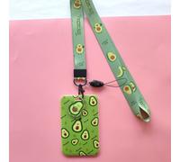 Porte-Carte De Travail Pour Le Personnel Des Employés, 1 Pièce, Motif Fraise Avocat, Étiquette D'identité Avec Lanière, Badge De Couverture De Carte De Visite Pour Bus Bancaire