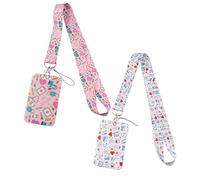 Porte-Carte D'Identité 2 Pièces, Porte-Carte D'Identité Pour Le Personnel Médical, Tour De Cou Avec Porte-Carte, Sangle De Sécurité, Sangle D'Identification Amovible Avec Fermoir Mousqueton