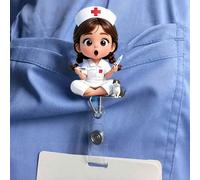 Porte-carte d'identité 2D plat en acrylique pour infirmière - Clip de badge rétractable convenant aux étudiants en médecine et aux infirmières praticiennes - Matériau PMMA Clip de badge d'identificati