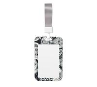 Porte-carte d'identité avec cordon - Motif tête de mort florale - Protection pour carte de travail - Pour le personnel de bureau, l'école, les infirmières