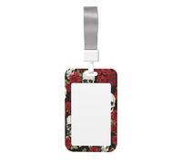 Porte-carte d'identité avec cordon - Motif tête de mort rose - Protection pour le personnel de bureau, l'école, les infirmières