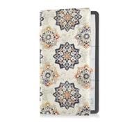 Porte-carte d'identité en cuir de qualité supérieure avec motif fleurs bohèmes pour carte d'identité, permis de conduire, cartes d'information clés de contact