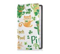 Porte-carte d'identité en cuir synthétique pour homme et femme - Compartiment de rangement pour voiture, camion, moto, remorque ou bateau - Motif chat de la Saint-Patrick