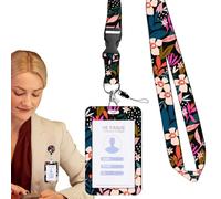 Porte-carte d'identité | Pochette pour carte à imprimé floral avec bobine rétractable et clip de ceinture | Protecteur de badge polyvalent avec cordon pour infirmière