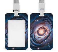 Porte-carte d'identité pour cordon, planète, étoiles et galaxie, porte-badge imprimé avec fenêtre transparente, porte-carte de bus vertical en plastique pour le travail, les enseignants, les