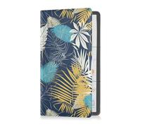 Porte-carte d'immatriculation et d'assurance de voiture en cuir jaune et bleu motif feuilles de style tropical, accessoires pour carte d'identité, permis de conduire, principales cartes d'information