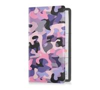 Porte-carte d'immatriculation et d'assurance en cuir de qualité supérieure pour carte d'identité, permis de conduire, cartes d'information clés de contact, motif camouflage violet pêche