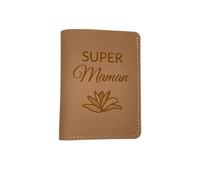 Porte Carte Double Rose Super Maman 6 Compartiments à Cartes et 1 Compartiment à Billets, idée Cadeau Femme, noël, fête Anniversaire, Belle mère, Papa, Beau père