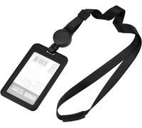 Porte-Carte Durable, Porte-Carte Avec Bande Cervicale, Porte-Carte, Porte-Badge Noir, Porte-Carte D'identification Avec Bande Cervicale Pochette, Amovible, Pour Entreprise Bureau École