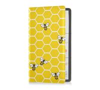 Porte-carte en cuir de qualité supérieure pour homme et femme - Boîte à gants pour toute voiture, camion, moto, remorque ou bateau - Sans couture - Motif abeilles - Happy Good Gold Luck Honey,
