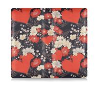 Porte-carte en cuir de style japonais floral en forme de cœur pour la Saint-Valentin - Accessoires de camion pour cartes, permis de conduire de documents essentiels, Motif floral japonais en forme de