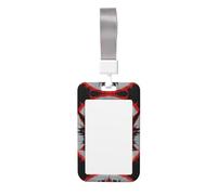 Porte-carte fantôme maléfique rouge et noir - Étui protecteur en polycarbonate transparent avec lanière verticale pour carte pour bureau, école