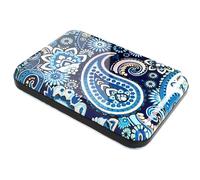 Porte Carte Femme Élégant en Aluminium - Sécurité RFID, Grande Capacité, Résistant à l'Usure, Design Moderne, Anti-piratage - Cachemire Bleu