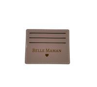 Porte-Carte Femme en Simili Cuir, Beige rosé Belle Maman',6 Compartiments à Cartes, 10x8cm, idée Cadeau Femme, Maman, Belle mère Beau père, Cadeau Anniversaire, fête noël