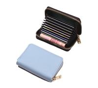 Porte Carte Femme Portefeuille porte-cartes de visite gris for femmes et hommes, banque/d'identité/de crédit, 20 Bits, portefeuille en cuir PU, étui protection, porte-monnaie(11 Slots Sky blue)