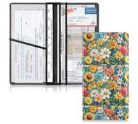 Porte-carte grise et d'assurance en cuir de qualité supérieure pour homme et femme, compartiment pour carte d'identité, permis de conduire, cartes d'information principales de contact, motif floral