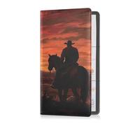 Porte-carte grise et d'assurance en cuir synthétique pour homme et femme - Étui pour documents essentiels, permis de conduire, cartes de cowboy Western Desert, multicolore, 1 size