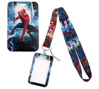 Porte carte lanière spider man badge marvel super héros porte clé accessoire mode deguisement self travail école tour de cou sangle