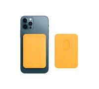 Porte Carte Magsafe iPhone 12 et 13 Revêtement en Cuir Fixation Magnétique Jaune