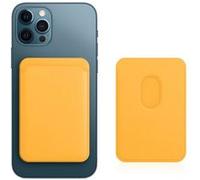 Porte Carte Magsafe iPhone 12 et 13 Revêtement en Cuir Fixation Magnétique Jaune Jaune G