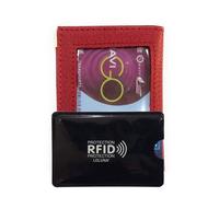 LOLUNA® Porte-Carte NAVIGO Simple 1 à 2 Carte Transparent + étui Carte RFID, Compact en Cuir Existe en Plusieurs Couleur pour Homme et Femme - Rouge