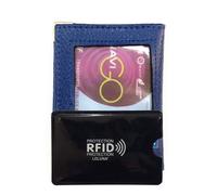 LOLUNA® Porte-Carte NAVIGO Simple 1 à 2 Carte Transparent + étui Carte RFID, Compact en Cuir Existe en Plusieurs Couleur pour Homme et Femme - Bleu Marine