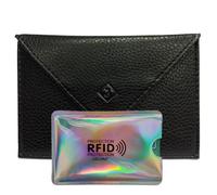 Porte carte papier voiture enveloppe + étui carte RFID, carte grise, crédit, permis, assurance, identité, cuir LOLUNA® (Noir)