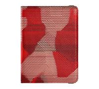Porte-carte personnalisable en cuir rouge à carreaux motif pied-de-poule rouge pour passeport et documents de voyage, organiseur de protection pour badge, carte de vaccin, portefeuille ultra fin,