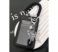 Porte-carte rigide en forme de cœur avec pendentif papillon en forme de cœur, porte-clés en forme de cœur, petit organiseur de cartes, porte-carte de bus, anti-magnétique, porte-carte bancaire, portab