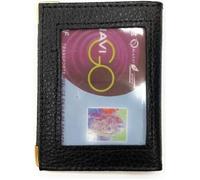 LOLUNA® Porte-Carte Simple 1 à 2 Carte Transparent Compact en Cuir Existe en Plusieurs Couleur pour Homme et Femme - Noir