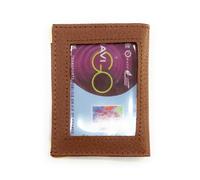 Porte-carte simple 1 à 3 cartes, transparent, compact, pour Navigo, bancaire, etc... en cuir pour homme et femme -Brun-LOLUNA®