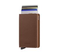 Porte-carte - Slimwallet Saffiano - Cuir de vachette pleine fleur - Marron - Compact et pratique