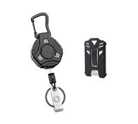 Porte-carte yo-yo extractible pour carte d'accès, carte d'identité Black