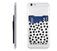 Porte-cartes à pois noirs pour étui de téléphone, étui en cuir PU, autocollant, pour carte d'identité, carte de crédit, convient à l'arrière de la plupart des smartphones
