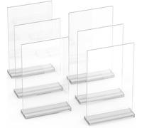 Porte-cartes A6 en acrylique double face, lot de 6 - Présentoir forme T, chargement par le bas - Numéros de table mariage, photos, cartes menu - Événement, réception