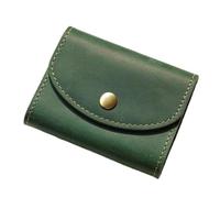 Porte-cartes accordéon en cuir véritable de grande capacité, vert foncé, Taille unique, Classique