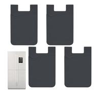 Porte-cartes adhésif pour téléphone - Silicone noir de 5,6 x 8,6 cm, 4 portefeuilles arrière adhésifs, carte de crédit sécurisée, espèces, stockage d'identité, accessoires pour téléphones portables