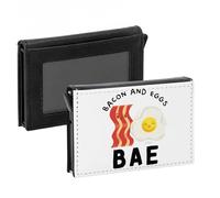 Porte-Cartes Automatique Anti-RFID - BAE Bacon and Eggs Jeux de Mots Nourriture Street Food - Portefeuille Intelligent avec Ejection Rapide des Cartes Etui Securise Aluminium et Similicuir Imprime en