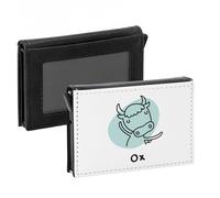 Porte-Cartes Automatique Anti-RFID - Boeuf Signe Astrologique Chinois Dessin Zodiaque Horoscope Animal Illustration - Portefeuille Intelligent avec Ejection Rapide des Cartes Etui Securise Aluminium