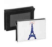 Porte-Cartes Automatique Anti-RFID - Bonjour Paris Tour eiffel France Voyage Ville Vacances - Portefeuille Intelligent avec Ejection Rapide des Cartes Etui Securise Aluminium et Similicuir Imprime en