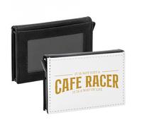 Porte-Cartes Automatique Anti-RFID - Cafe Racer Way of Life Moto Grosses cylindrées - Portefeuille Intelligent avec Ejection Rapide des Cartes Etui Securise Aluminium et Similicuir Imprime en France
