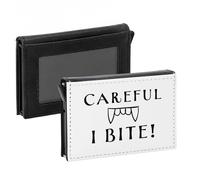 Porte-Cartes Automatique Anti-RFID - Careful I Bite Vampire Halloween Fear Horror - Portefeuille Intelligent avec Ejection Rapide des Cartes Etui Securise Aluminium et Similicuir Imprime en France