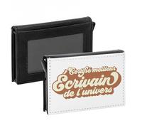 Porte-Cartes Automatique Anti-RFID - Certifié meilleur Ecrivain de l'univers Litterature Poesie Art - Portefeuille Intelligent avec Ejection Rapide des Cartes Etui Securise Aluminium et Similicuir