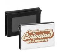 Porte-Cartes Automatique Anti-RFID - Certifiée meilleure Ecrivaine de l'univers Litterature Poesie Art - Portefeuille Intelligent avec Ejection Rapide des Cartes Etui Securise Aluminium et Similicuir