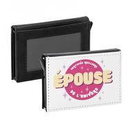 Porte-Cartes Automatique Anti-RFID - Certifiée meilleure Epouse de l'univers Cercle Famille Mariage - Portefeuille Intelligent avec Ejection Rapide des Cartes Etui Securise Aluminium et Similicuir