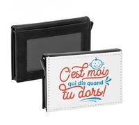 Porte-Cartes Automatique Anti-RFID - C'est Moi Qui Dis Quand Tu Dors Bébé Parents - Portefeuille Intelligent avec Ejection Rapide des Cartes Etui Securise Aluminium et Similicuir Imprime en France